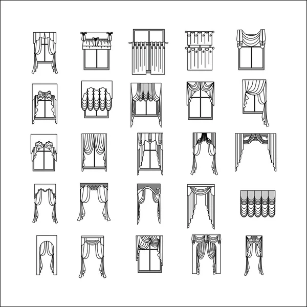 Tende. schizzo tende finestra di design . — Vettoriale Stock