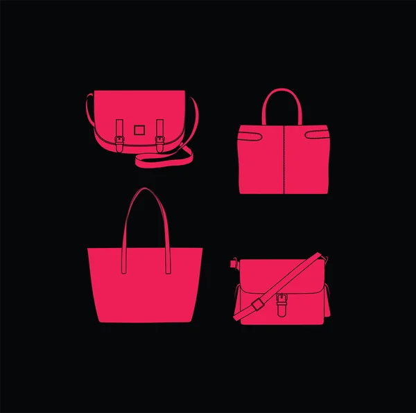 Set di borse della spesa. borsa donna alla moda . — Vettoriale Stock