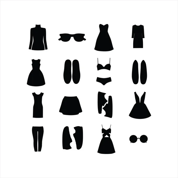 Eine Reihe weiblicher Kleidung und Accessoires — Stockvektor