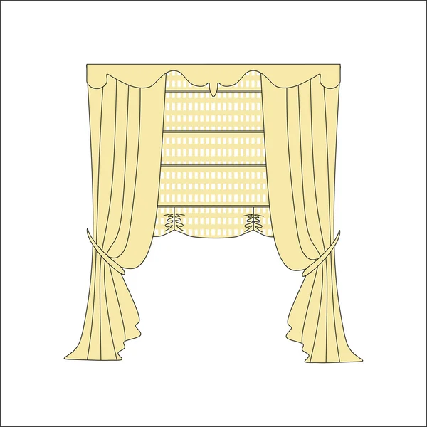 Záclony. náčrt záclony okno designem. — Stockový vektor