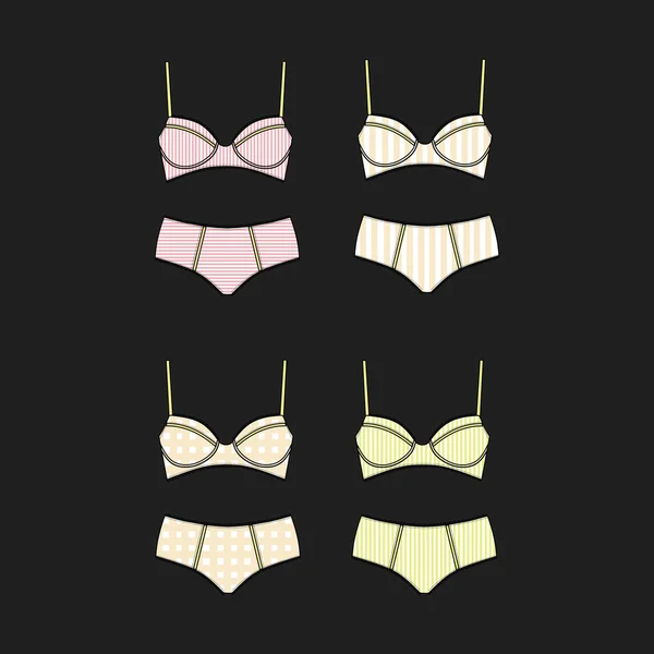 Lingerie, panties for girls. Panties. Bra. — Stock Vector