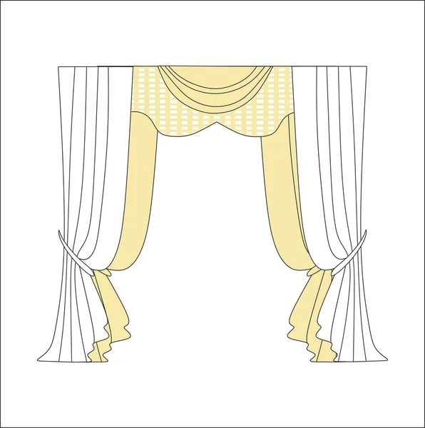Cortinas. diseño de boceto cortinas de ventana . — Archivo Imágenes Vectoriales