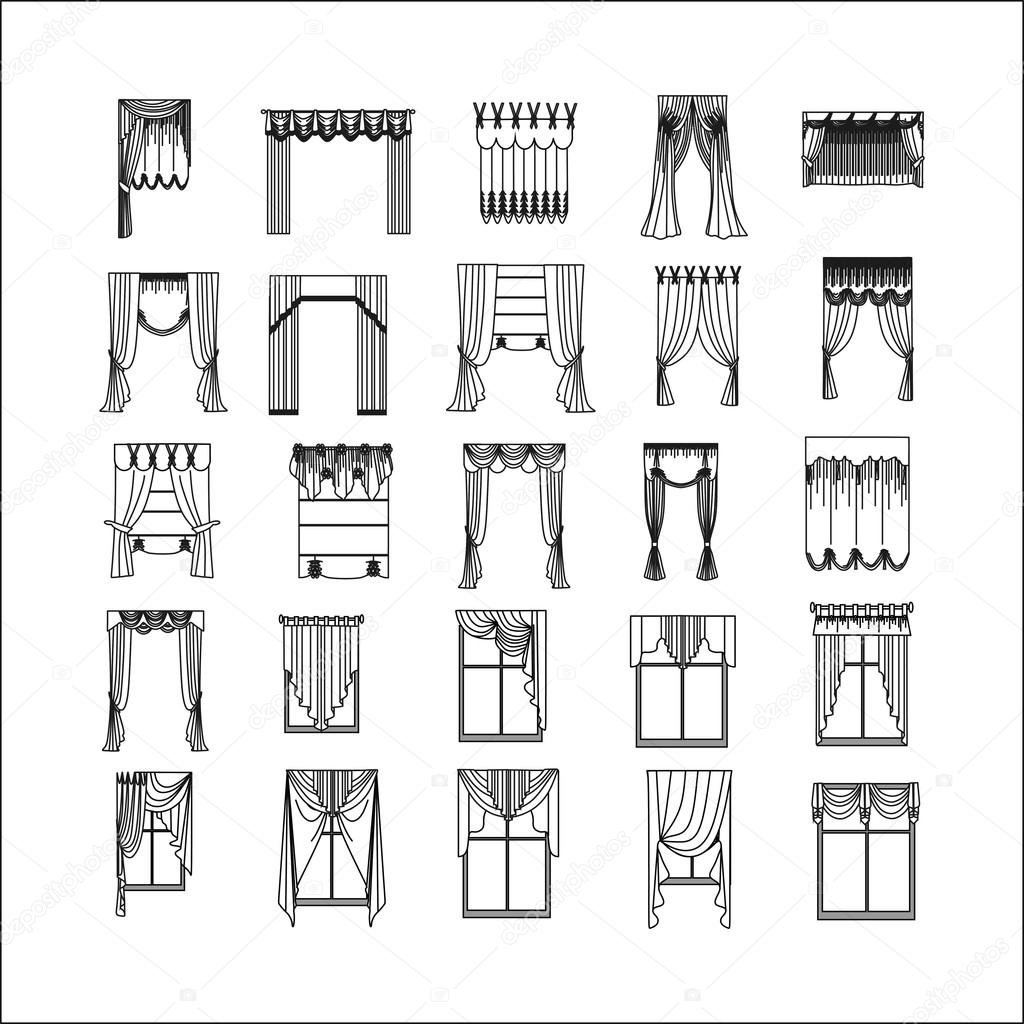 Curtains Sketch Design Window Curtains Stock Vector C Anytaktlv 103316504