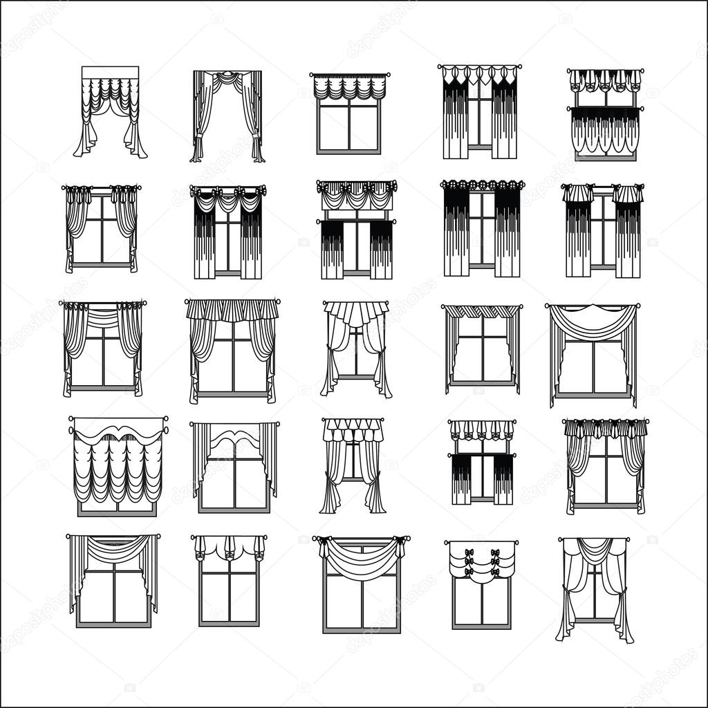 Curtains Sketch Design Window Curtains Stock Vector C Anytaktlv 103317020