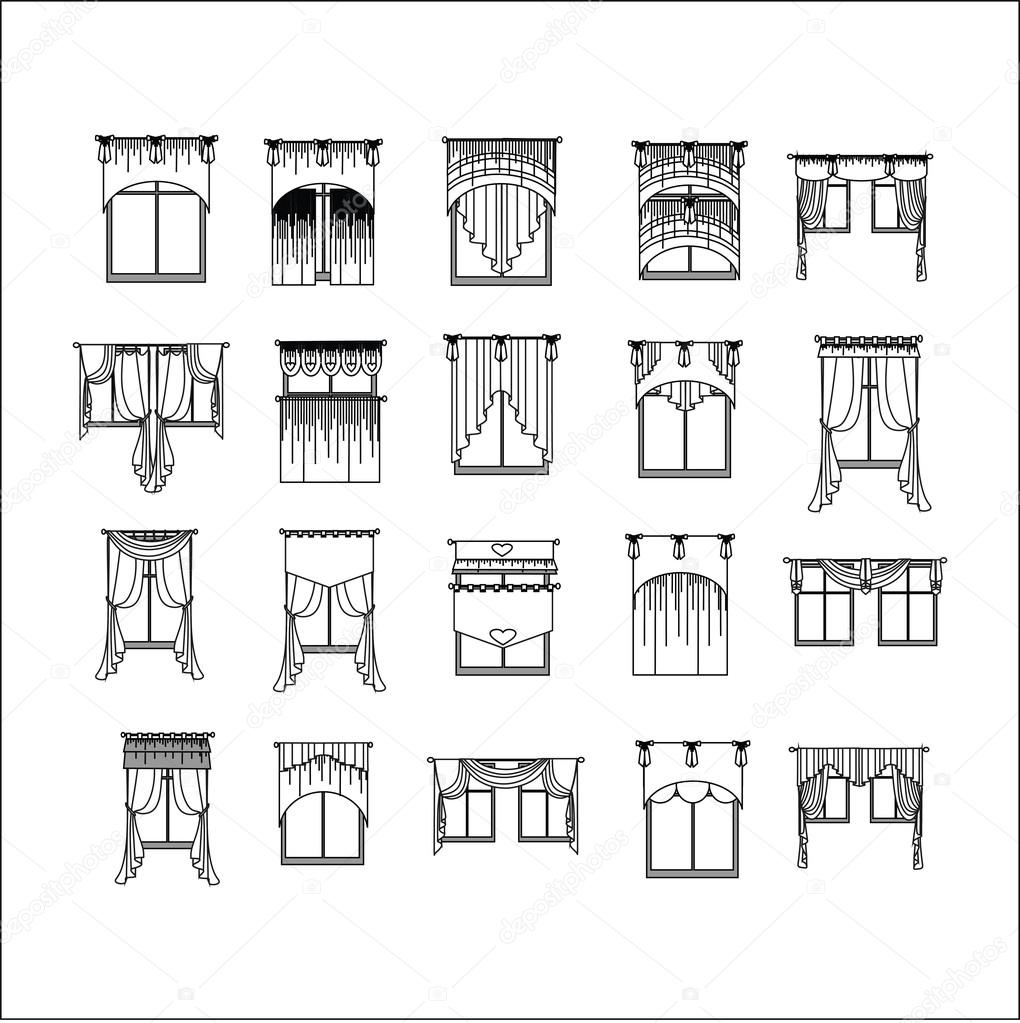 Curtains Sketch Design Window Curtains Stock Vector C Anytaktlv 103317832