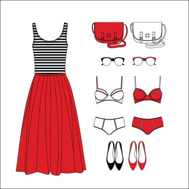 Bayan günlük giyim ile ayarla.