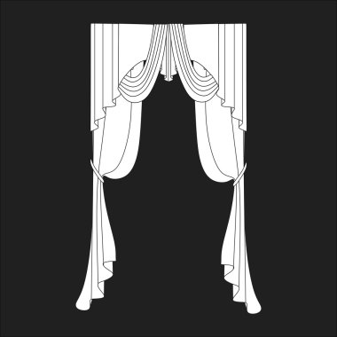 Tasarım pencere perdeleri kroki. İç Dekorasyon