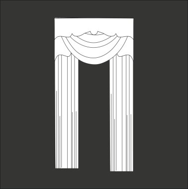 Tasarım pencere perdeleri kroki. İç Dekorasyon