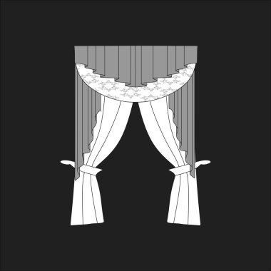 Tasarım pencere perdeleri kroki. İç Dekorasyon