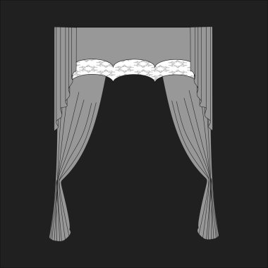 Tasarım pencere perdeleri kroki. İç Dekorasyon