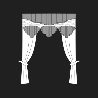 Tasarım pencere perdeleri kroki. İç Dekorasyon