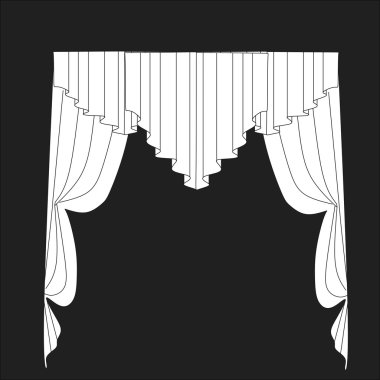 Tasarım pencere perdeleri kroki. İç Dekorasyon