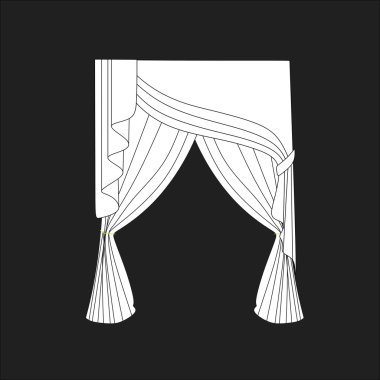 Tasarım pencere perdeleri kroki. İç Dekorasyon