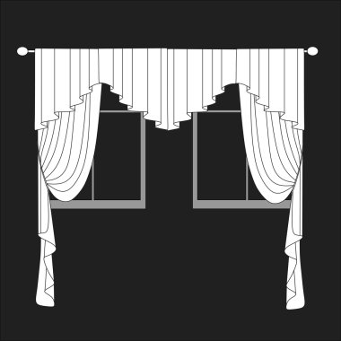 Tasarım pencere perdeleri kroki. İç Dekorasyon