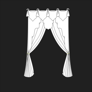 Tasarım pencere perdeleri kroki. İç Dekorasyon