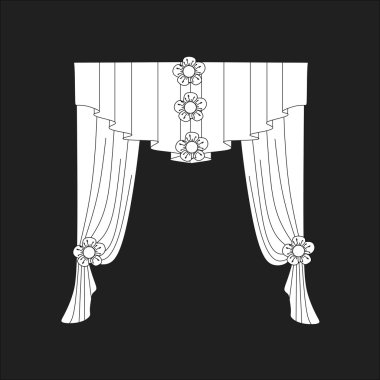 perdeler. Tasarım pencere perdeleri kroki.