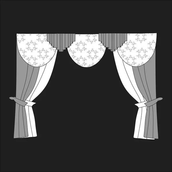 Sketch design window curtains. interior decoration — Stock Vector
