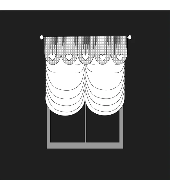 Boceto cortinas de ventana de diseño. decoración de interiores — Vector de stock