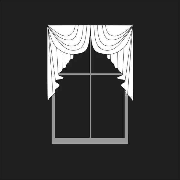 Cortinas de janela de design de esboço. decoração de interiores —  Vetores de Stock