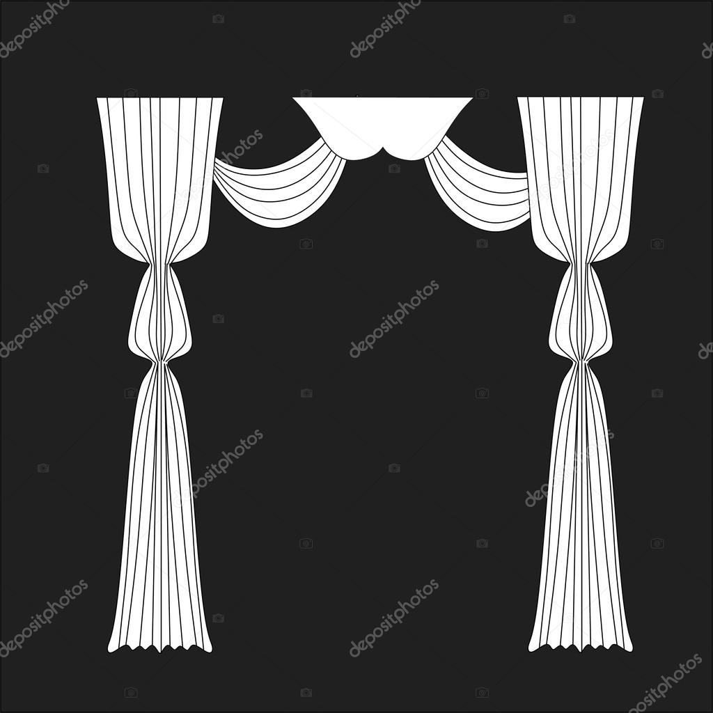 sketch design window curtains. interior decoration