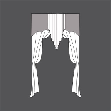  iç dekorasyon. Tasarım pencere perdeleri kroki.