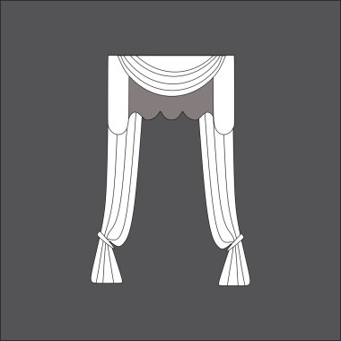  iç dekorasyon. Tasarım pencere perdeleri kroki.