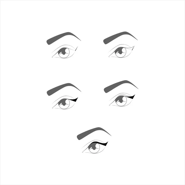 Tutorial makijaż oczu. eyeliner na oczy. — Wektor stockowy