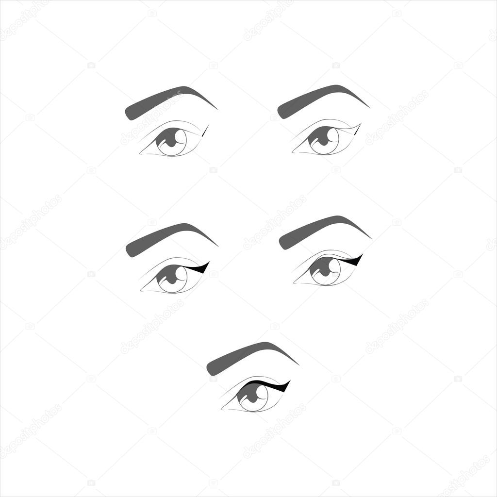 Eye makeup tutorial. eyeliner on the eyes. 