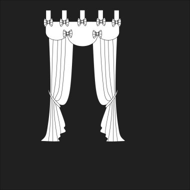 Tasarım pencere perdeleri kroki. iç dekorasyon. Perdeler.