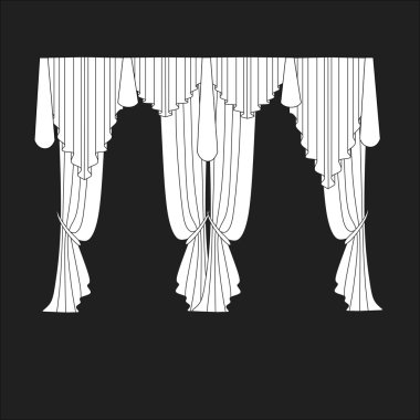 Tasarım pencere perdeleri kroki. iç dekorasyon. Perdeler.