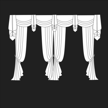 Tasarım pencere perdeleri kroki. iç dekorasyon. Perdeler.