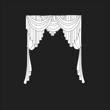 Tasarım pencere perdeleri kroki. iç dekorasyon. Perdeler.