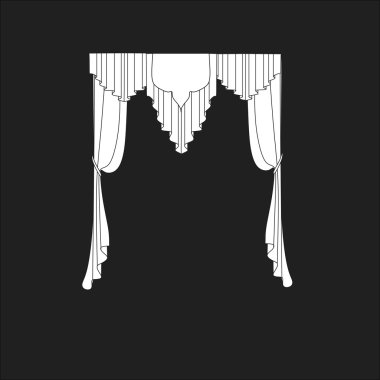 Tasarım pencere perdeleri kroki. iç dekorasyon. Perdeler.