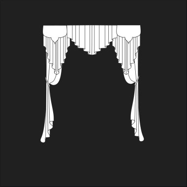 Tasarım pencere perdeleri kroki. iç dekorasyon. Perdeler.