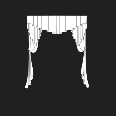 Tasarım pencere perdeleri kroki. iç dekorasyon. Perdeler.