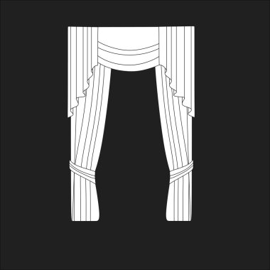 Tasarım pencere perdeleri kroki. iç dekorasyon. Perdeler.