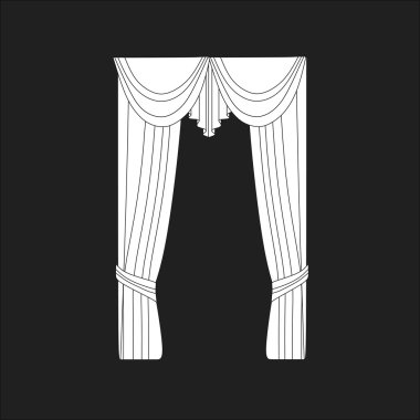 Tasarım pencere perdeleri kroki. iç dekorasyon. Perdeler.