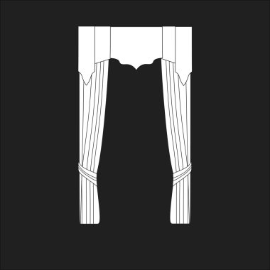 Tasarım pencere perdeleri kroki. iç dekorasyon. Perdeler.