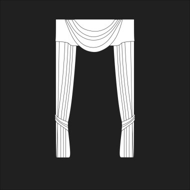 Tasarım pencere perdeleri kroki. iç dekorasyon. Perdeler.