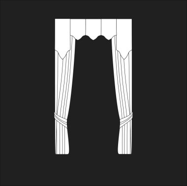 Tasarım pencere perdeleri kroki. iç dekorasyon. Perdeler.