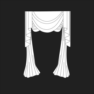 Tasarım pencere perdeleri kroki. iç dekorasyon. Perdeler.