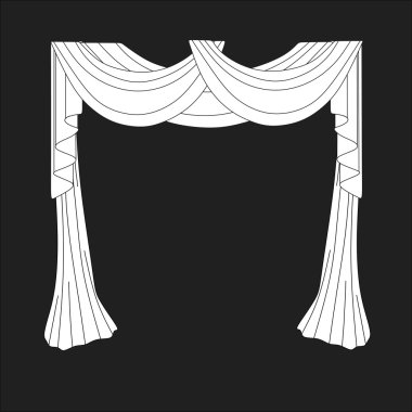 Tasarım pencere perdeleri kroki. iç dekorasyon. Perdeler.