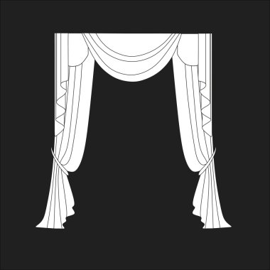 Tasarım pencere perdeleri kroki. iç dekorasyon. Perdeler.