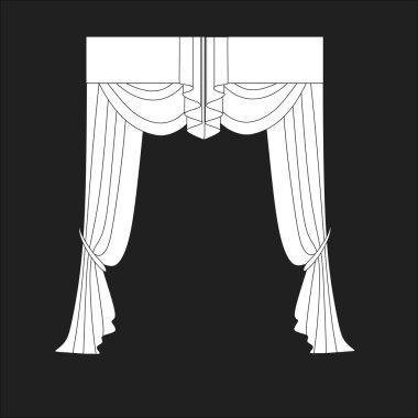 Tasarım pencere perdeleri kroki. iç dekorasyon. Perdeler.