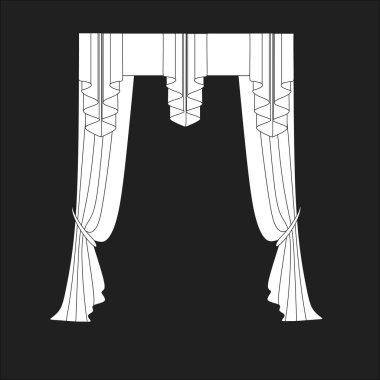 Tasarım pencere perdeleri kroki. iç dekorasyon. Perdeler.