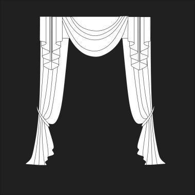 Tasarım pencere perdeleri kroki. iç dekorasyon. Perdeler.