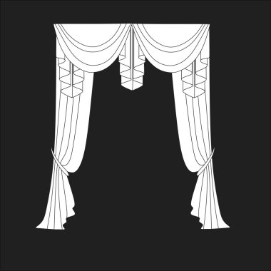 Tasarım pencere perdeleri kroki. iç dekorasyon. Perdeler.