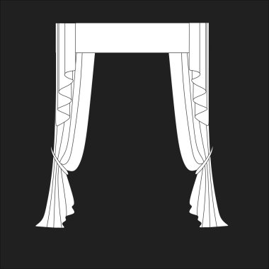 Tasarım pencere perdeleri kroki. iç dekorasyon. Perdeler.