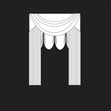 Tasarım pencere perdeleri kroki. iç dekorasyon. Perdeler.