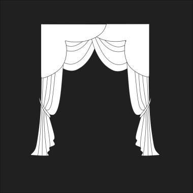 Tasarım pencere perdeleri kroki. iç dekorasyon. Perdeler.